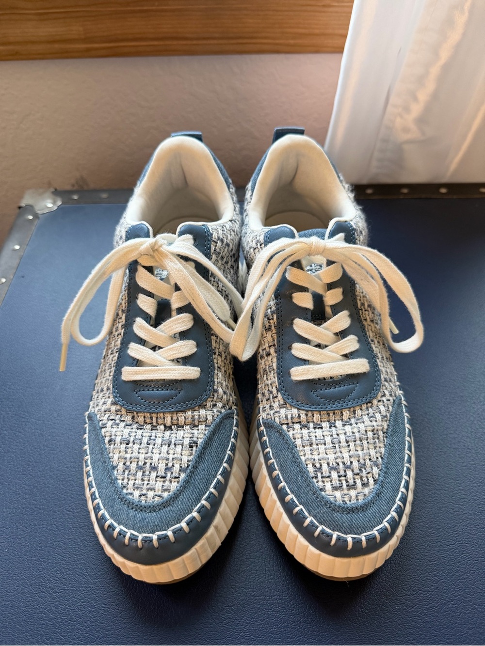 Universal Thread Blue Tweed Lace-Up Sneakers with White Accents - Picture 3 of 5